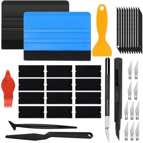 40-piece Window Film Installation Tool Kit, Felt Squeegee, Precision Knife, Replacement Blades, Car Wrapping Accessory (1/5)