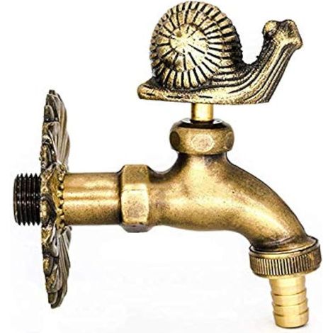 Robinet jardin escargot décoratif – Diamètre 21 mm (1/2 pouce) – Avec raccord de tuyau, charme champêtre