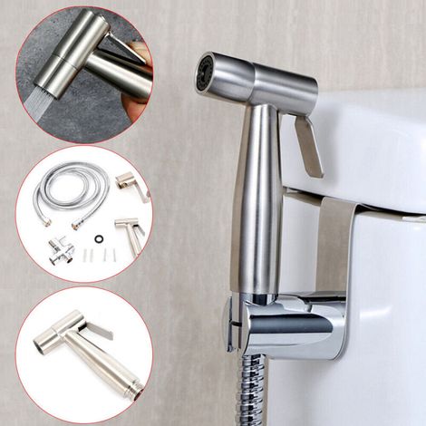 Set doccia con doccetta e soffione bidet in acciaio inox, completo di tubo flessibile.