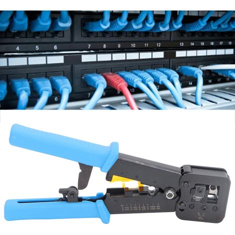 EZ Network 6P/8P Ratschen-Crimpzange für Netzwerkkabel mit Durchgangsverdrahtung, RJ45-Kopf-Crimpzange (1/5)