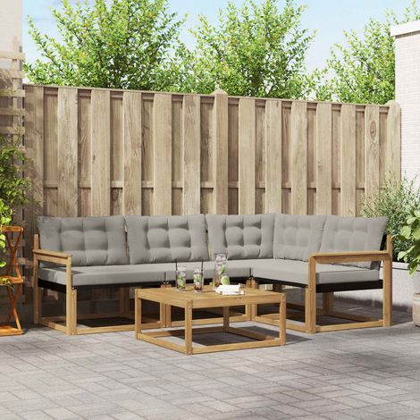 vidaXL Outdoor-Sofagarnitur 5 pcs Weiß und Hellgrau 79 x 79 x 37 cm (1/5)
