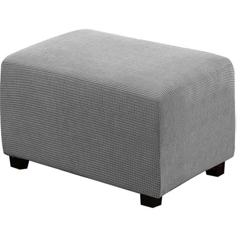 Fodera per pouf quadrato elasticizzato in peluche, morbida fodera in jacquard per poggiapiedi, fodera per pouf con fondo elastico, lavabile in lavatrice - S-Grigio chiaro (1/5)
