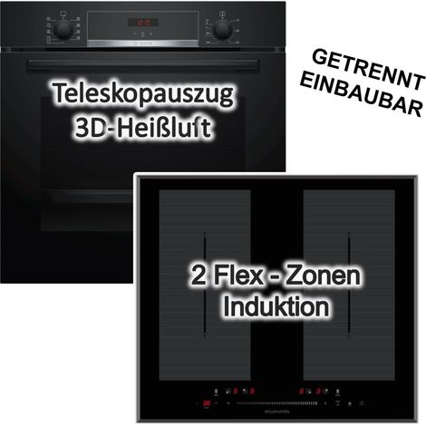 HERDSET Bosch XXL-Backofen + Induktionskochfeld autark 60cm Teleskopführung EEK A