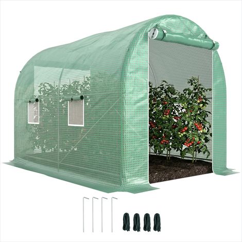 Serre de jardin tunnel 6 m² châssis métal renforcé porte zippée (1/5)