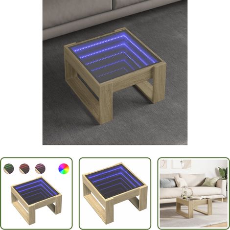 Couchtisch mit Infinity-Spiegel - Couchtisch mit Infinity-LED Sonoma-Eiche 50x53x30 cm (1/5)