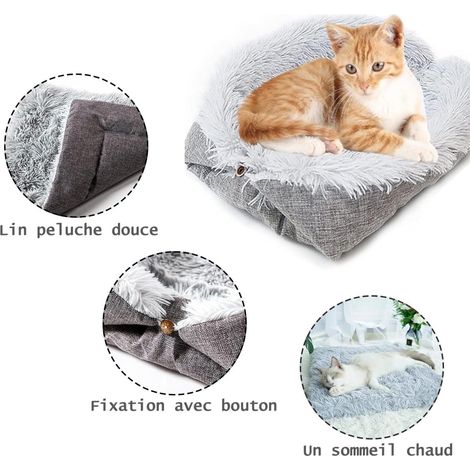 Lit pour Chat Chien, 2 en 1 Double Usage Panier pour Chat Coussin, Coussin Chat Doux et Confortable Convient aux Chatons Chiots et Petits Animaux (1/5)