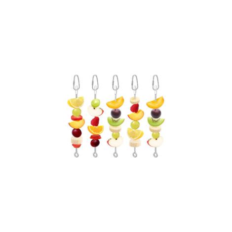 Set mit 5 Papageienspießen, Vogelspieße aus Edelstahl, Papageien-Fruchthalter, Papageien-Stabhalter - Crezuo