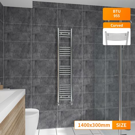Curved Heated Towel Rail Bathroom Ladder Radiator 1400 x 300mm Chrome (1/5)