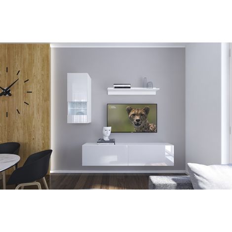 Ensemble meuble TV NEXT 272 AN272-17W-HG21-1A blanc brillant 193 cm (1/2)