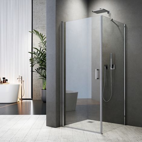 WDWRITTI Duschkabine 90x75 cm Eckeinstieg Schwingtür mit Seitenwand, Duschkabine 90x75 cm Eckeinstieg Pendeltür Dusche Duschabtrennung mit 6mm ESG Sicherheitsglas Glas Duschwand Höhe: 195cm