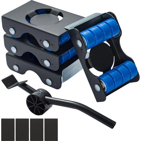 Furniture Transport Roller Set 4 Metal Sliders and Pry Bar Furniture Lift Mover Tool Furniture Sliders for Appliance, Sofa, Bed, Washing Machine Easy Moving