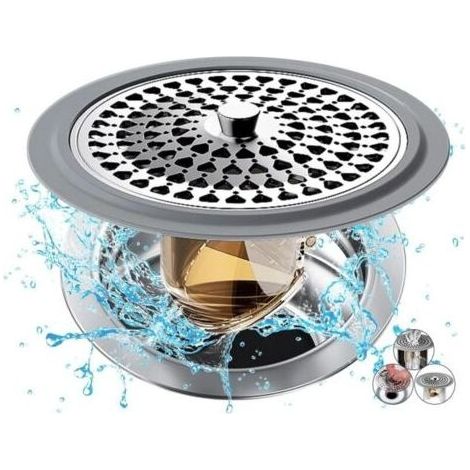 Pair Filtre Cheveux Douche, Filtre Douche Cheveux en Silicone et en Acier Inoxydable Attrape Cheveux Douche, Filtre Cheveux Baignoire pour Salle de Bain, Baignoire et Cuisine (1/5)