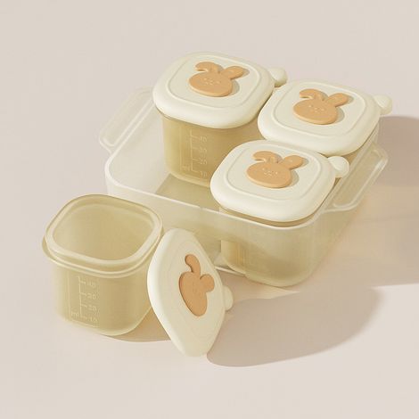 Boîtes de Conservation Aliments Bébé en Silicone – Moules à Glaçons et Purée Cuisson Vapeur – Portionnement Compléments Alimentaires – Modèle 4 Compartiments avec Plateau-lsw (1/2)
