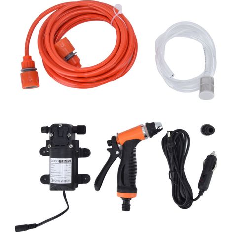 Hochdruckreiniger, tragbar, 12 V, 72 W, leistungsstark, aus Kunststoff, Autowaschanlage, Schnellreinigungsset für Haus, Garten und Fahrzeuge. (1/5)