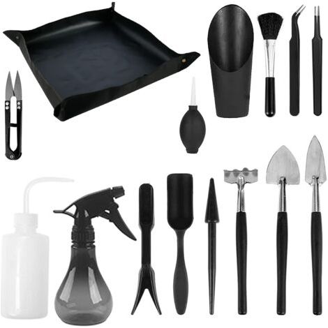 15 Kit Outils Jardin, Tapis Rempotage, Pelle Râteau, Pulvérisateur, Arrosoir, Pour Plantes Grasses