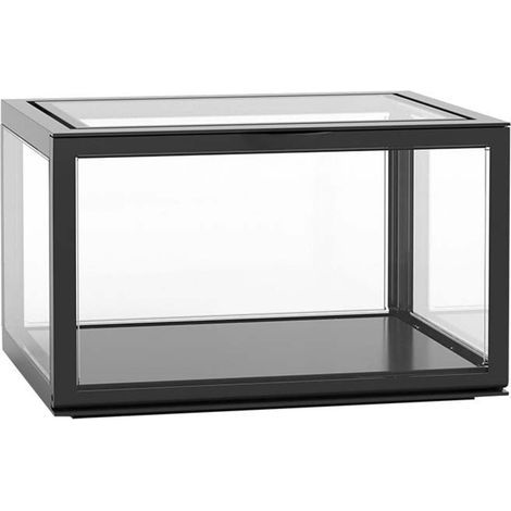 Présentoir de bureau pour figurines, vitrine en acrylique transparente et étanche à la poussière, noir (1/5)