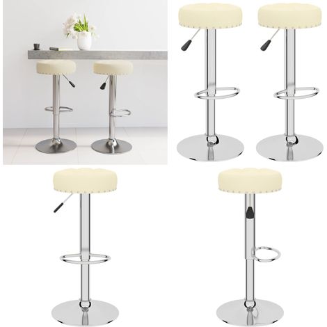 vidaXL Tabourets de bar lot de 2 crème tissu (1/5)