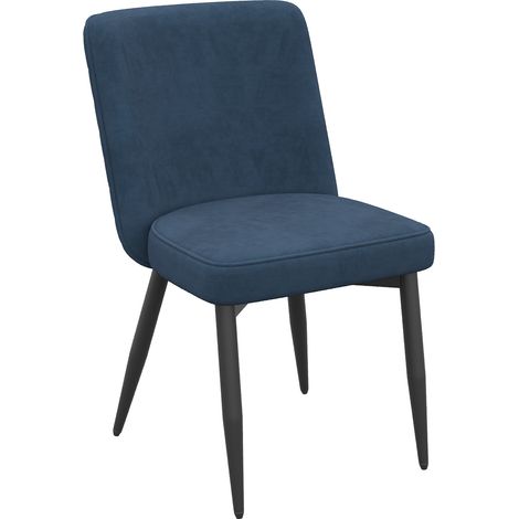 Lot de 2 chaises de salle à manger, confortables et respirantes, adaptées à la salle à manger, au salon, aux cafés, etc., style moderne, tissu velours, bleu foncé (1/5)