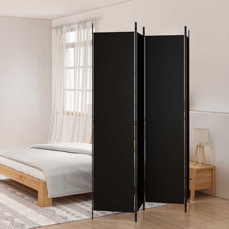 Cloison de séparation 4 panneaux-Paravent-Séparateur de pièce Noir 200x220 cm Tissu (1/5)