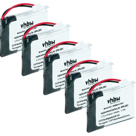 vhbw 5x Batterie compatible avec Opticon OPN-2006 scanner de code-barre POS (190mAh, 3,7V, Li-polymère)