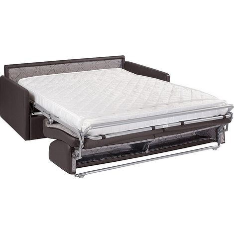 Canapé 4 places convertible express en simili taupe avec assise mémoire de forme - Couchage 160 cm - Matelas 14 cm CALIFE