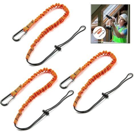 Cordino portautensili in 3 pezzi, cordino elastico, strumento di sicurezza retrattile con moschettone, cordino per porta, strumento anticaduta