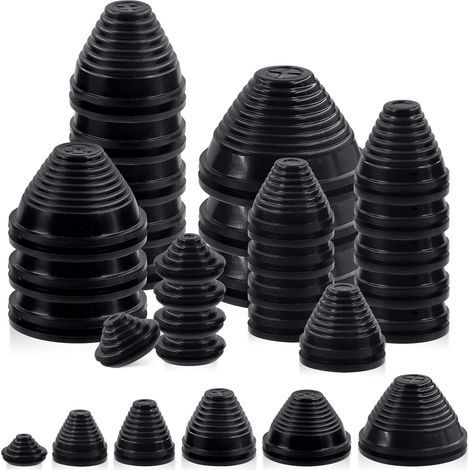 Packung mit 26 Gummitüllen, 6 Größen 25-60 mm, schwarzer Kabelschutz, für Metallbohrlöcher (1/5)