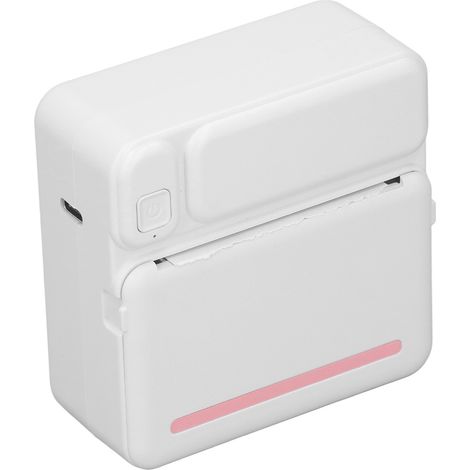 Mini imprimante thermique HD, résolution 200 dpi, sans encre, rechargeable, portable et de poche, avec 1 rouleau de papier blanc ou rose. (1/5)