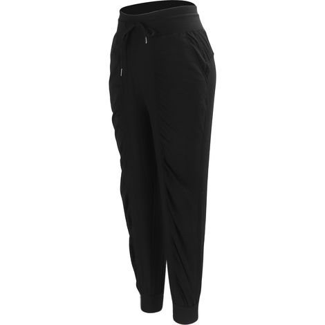 Pantalon de jogging décontracté à cordon de serrage pour femme, en polyester, ample et élégant, idéal pour le sport et la course à pied, noir, taille M. (1/5)