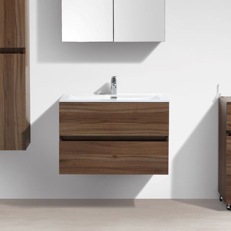 Mobile bagno singolo lavabo SIENA 80 cm - noce (1/5)
