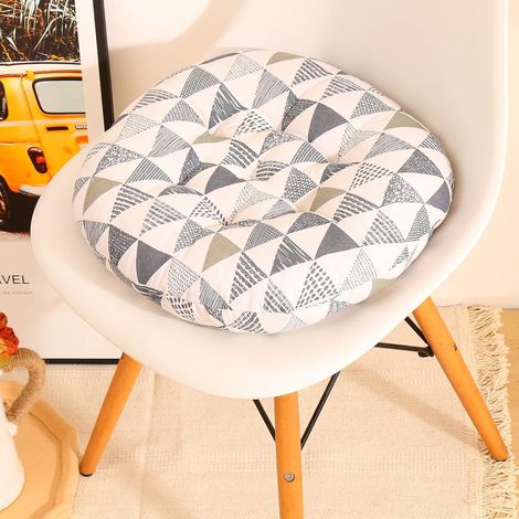 Lot de 2 Coussin de Chaise Coussins de Siège, Ronde Tatami Respirant Schéma Coussins de Chaise Galette de Chaise pour Salle à Manger/Bureau/Canapé (Triangle Gris,40cm)
