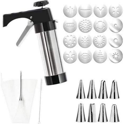 Siringa per decorare torte – Siringa riutilizzabile in acciaio inox per farciture – Siringa professionale in acciaio inox per decorare torte – Set per pasticceria – Adatta per cupcake, adatta per past (1/5)