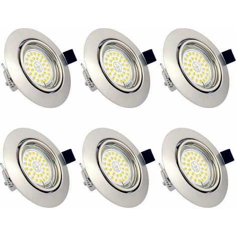 Focos empotrables LED GU10 6W Focos de techo AC 230V Blanco cálido 3000K Lámpara de techo Foco empotrable Impermeable IP23 para sala de estar Cocina Pasillo Galería Tienda (paquete de 6) (1/5)