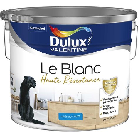 Peinture Blanche Haute Resistance Dulux Valentine Mat Blanc 10 L