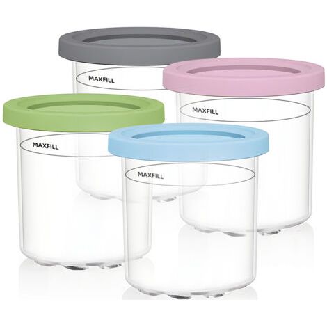 Sollbry Bacs à Crème Glacée pour Ninja Creami Machine NC300EU NC300 NC301 NC299AMZ Série, Lot de 4 Récipients à Crème Glacée avec Couvercles pour Ninja Creamy, Sans BPA Et Lave-Vaisselle (1/5)