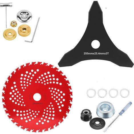 9" x 36-Zahn-Hartmetallklingen und 3-Zahn-Freischneiderklinge – Metall-Unkrautvernichtungsklinge mit Universaladapter-Set – für 1" – kompatibel mit Husqvarna (1/5)