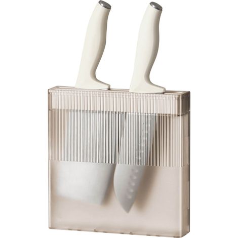 Knife Holder for Wall Knife Organizer Drill Free Wall Mounted Knife Block Holder Detachable Storage Stand Coffee Color