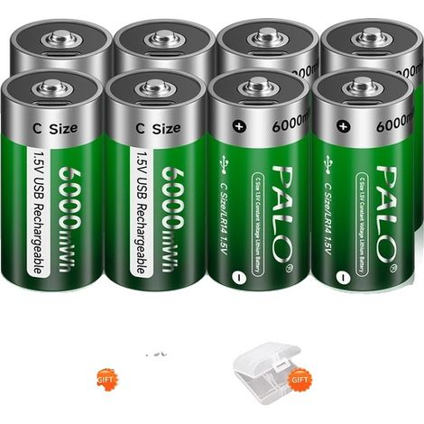 Batterie rechargeable, chargement USB Type C, haute capacité 6000mWh (1/2)