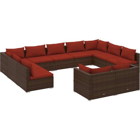 Maison Exclusive - 11-tlg. Garten-Lounge-Set mit Kissen Braun Pol (1/5)