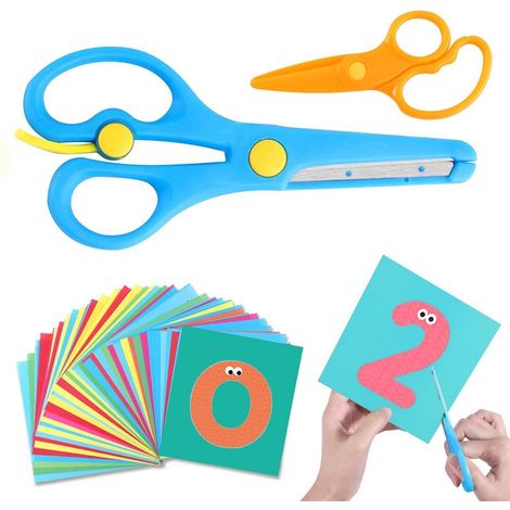 Kinderschere Set für Kinder ab 3 Jahre mit 40 bunten Papiermustern (1/4)