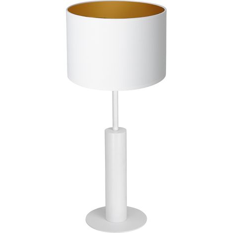 Lampe de table blanche abat-jour or, 58 cm E27 Luminex
