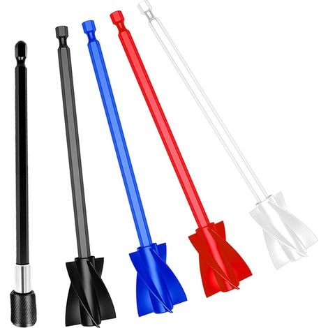 5 pièces Mélangeurs époxy pour Perceuse Avec d'extension, palette de mélange d'agitateur de peinture pour foret 1/4, mélangeur de peinture réutilisable pour résine, peinture, pigments (1/5)