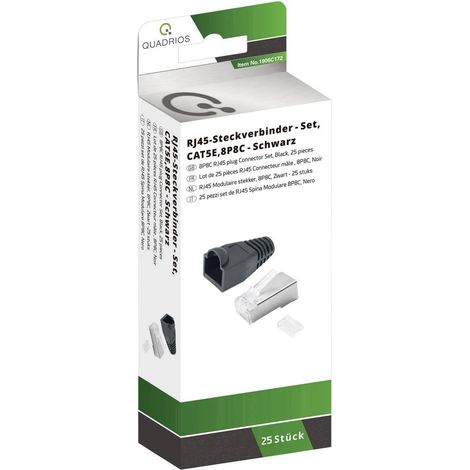 Quadrios Kit connettori RJ-45 CAT 5e 1906C172 Spina dritta Numero di poli 8P8C Nero 25 pz. (1/3)