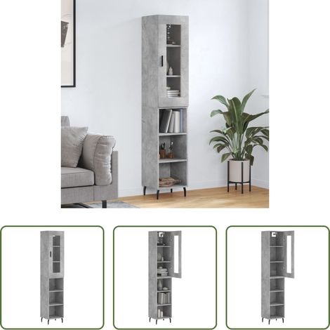 Schrank - Highboard Betongrau 34,5x34x180 cm Holzwerkstoff (1/5)