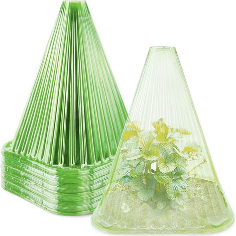 Lot de 20 Protections de Plantes en Plastique Vert Réutilisables – Cloches de Jardin avec 40 Piquets pour Fleurs et Légumes,de (1/5)
