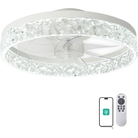 Ventilador de techo, mando a distancia, luz LED regulable, BLANCO (1/2)