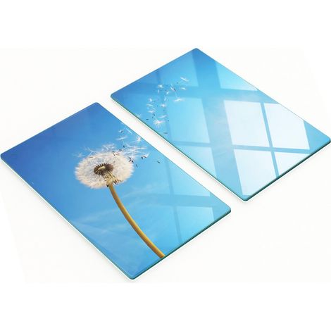Tablas de vidrio decorativas multifuncionales para cocina con dise帽o de diente de le贸n, 2x30x52 cm.