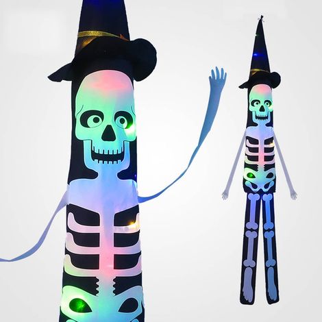 Guirlande Lumineuse Halloween - Fantôme Crâne Squelette - 155 x 25 cm - Fonction Clignotante - Piles CR2032 Intégrées - Décoration Extérieure et Intérieure - 1 Pièce (1/5)