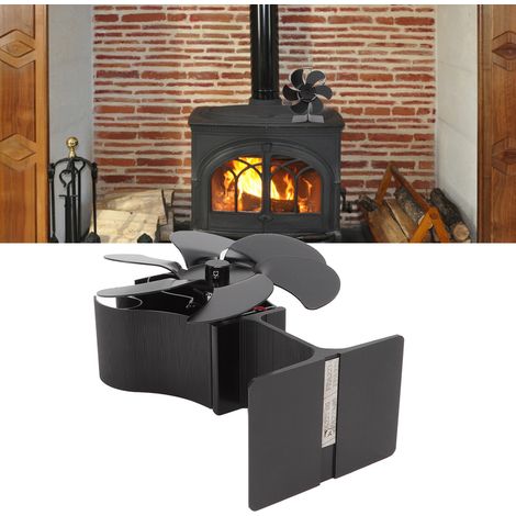 Ventilador de chimenea negro de aluminio de 6 brazos con función de arranque automático – 152 mm de diámetro – batería no incluida (1/5)