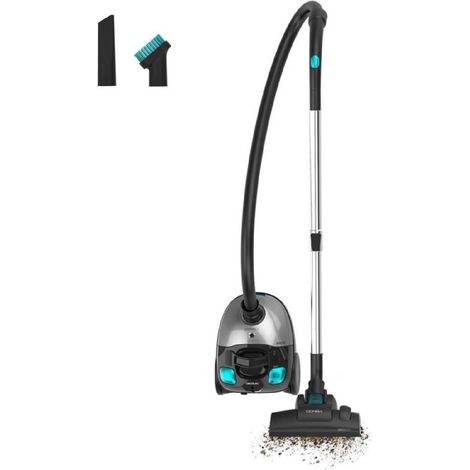 Cecotec – Aspirateur de tamis avec sac 2L – 800W, 16 kPa d'aspiration, filtration haute efficacité – Tube télescopique, accessoires meubles et coins